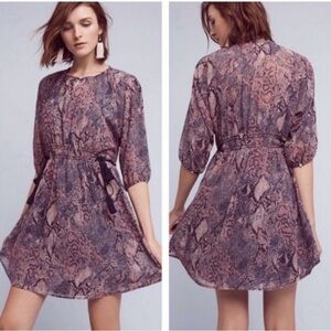 Anthropologie Floreat Navy Multicolor Print Mini Dress